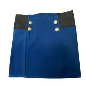 Elegant Blue and Black Mini Skirt with Gold Accents